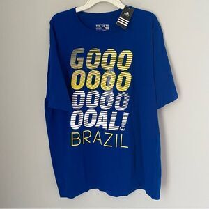 Adidas Performance Men’s The Go To Tee Brazil Blue Crew Neck Short Sleeve Tee 2X